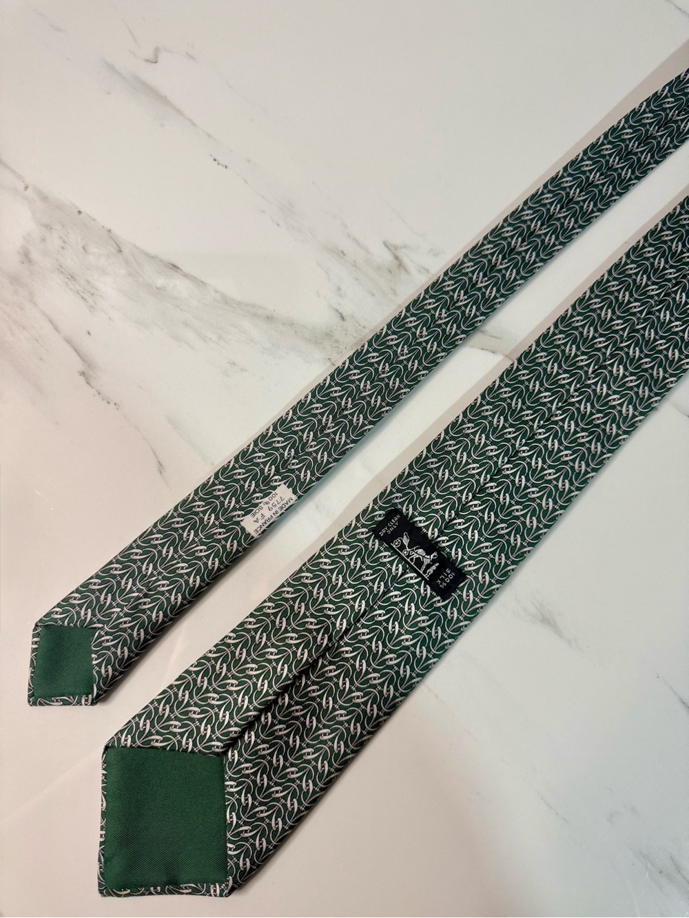 Hermes Classic Green Patterned Tie - Picture 4 of 9
